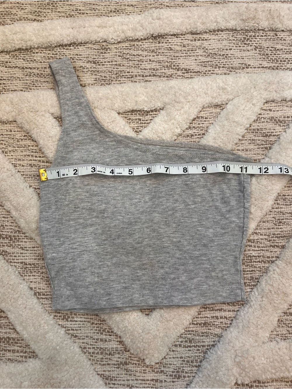 Joah Brown Single Strap One Shoulder Crop Tank Top Small/Med Heather Grey - Picture 3 of 6